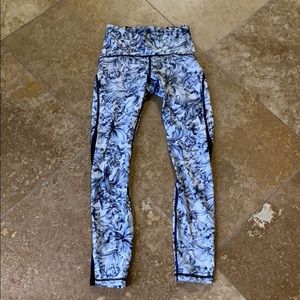 Lululemon Navy White Floral leggings